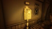 The punch card stand in the pub room