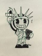 TimetheHobo's doodle of Bendy dressed as the Statue of Liberty.