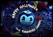 The image of the pumpkin painted with Bendy's face, uploaded by Bendy from Twitter for the development team's celebration on Halloween.