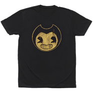 Bendy's Dark Revival-styled face seen on a T-Shirt.