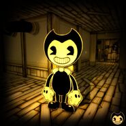 An image Bendy's Twitter uploaded with Bendy in the corridor.