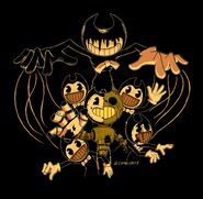 The Bendy animatronic from the "Inky Puppeteer" entry for official T-shirts by Carycomet.