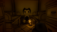 A view of a Bendy cutout in a room.