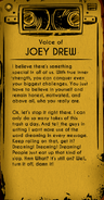 The transcript for Joey's audio log in Chapter 4.