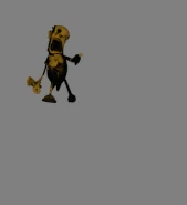 Выпрыгивает из плаката.