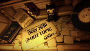 The audio log seen in the Hot Topic merchandise announcement video.