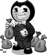 Art of Bendy wearing a "rich" outfit.