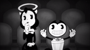 Bendy and Alice Angel watching the movie at the theater.