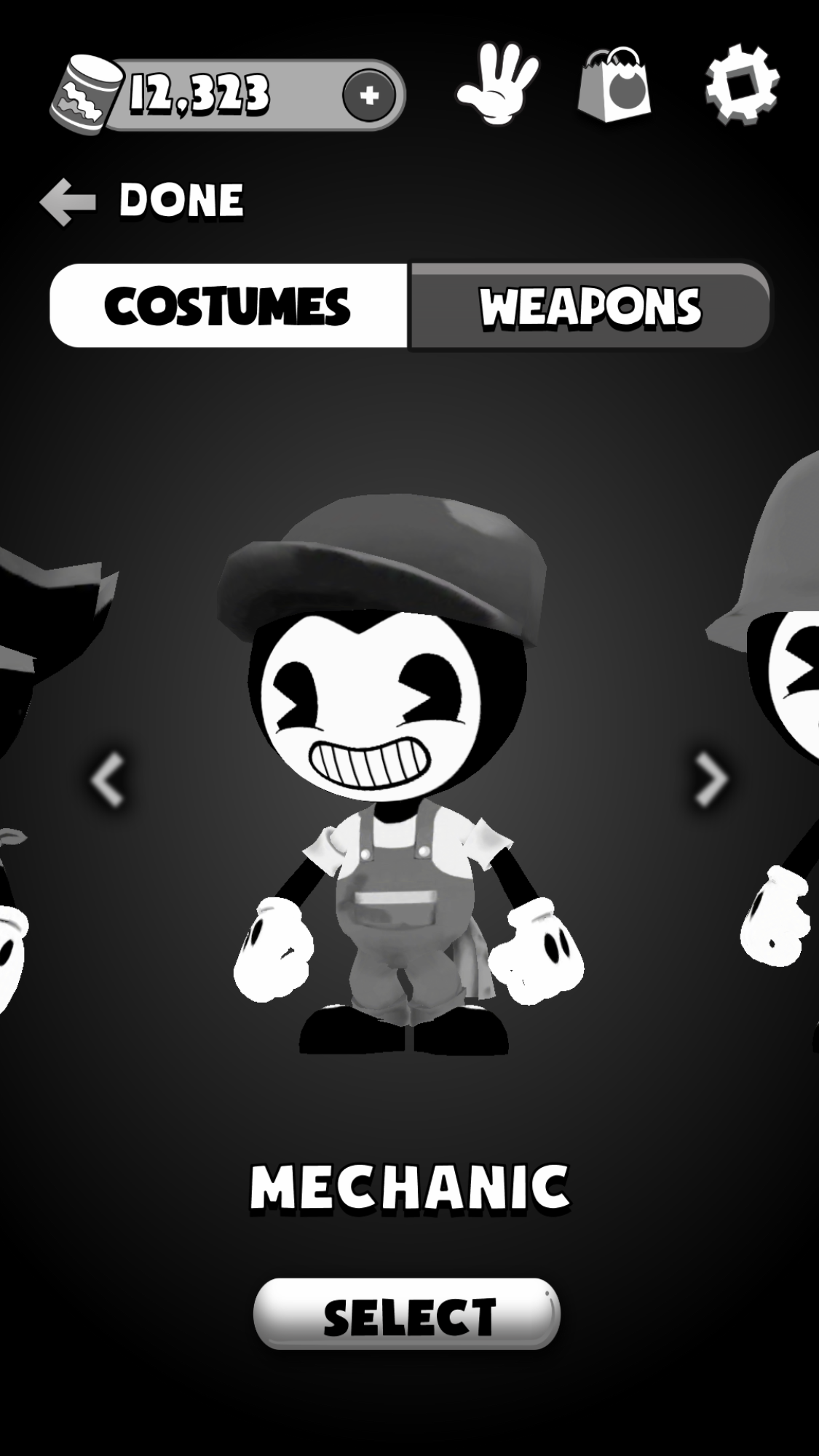 BENDY IN NIGHTMARE RUN ALL COSTUMES 