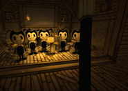 Teleporting to the room with all the Bendy cutouts, using hacks.