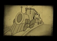 Клип из эпизода «Поезд беды» на экране.