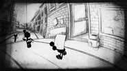 The Butcher Gang chasing after Bendy at the end of the cartoon short.