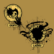 Bendy as seen in one of the restroom icons, created by one of the Chapter 3 fanart contest winners Cipherberry.