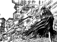 Serpico commences a flurry of attacks against Guts during their first duel.