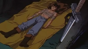 Guts lies sleepless, thinking about his loss to Griffith.