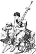 Guts sits alone with his armor, a new member of the Band of the Hawk.