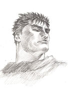 Guts looks up.