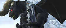 Griffith mounting Zodd during the battle against Ganishka.