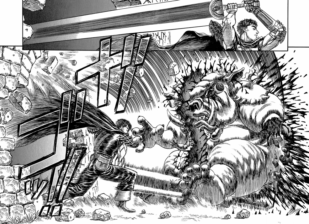 Gatsu holding the dragonslayer