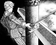 SerpicoStrategist.png (1,71 МБ) Серпико использует узкое расположение окружающих колонн в своих интересах во время своей второй дуэли с Гатсом.