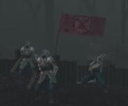 Zombis en su campamento.