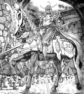 Locus atop his steed during his first encounter with Griffith.