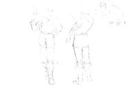 Front and back view drawings of an older Judeau for the 1997 anime.