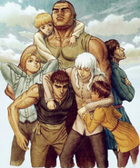 Art of Caca together with Guts, Griffith, Judeau, Pippin, Rickert, and Corkus by character designer/animation director Naoyuki Onda for the film trilogy.