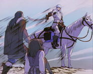 Griffith se interpone entre el noble y Casca.