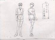 Full body concept drawings of an older Casca for the 1997 anime.