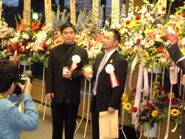 Miura (left) and Takehiko Inoue (right) at the 2002 Osamu Tezuka Cultural Prize.