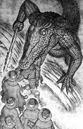 The Knights are ambushed by a crocodile pishacha.