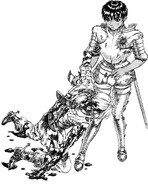 Judeau falls dead, having defending Casca from an apostle.