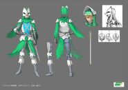 Full color concept art of Serpico in his Holy Iron Chain Knight attire for the 2016 anime.