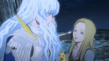 Griffith comforts Sonia by stroking her head.