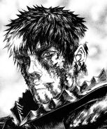 Guts tras usar la armadura por primera vez.