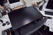 Miura's personal Wacom Cintiq Pro 32, which at the time of this photo had only recently been installed. He stated that he used Comic Studio.