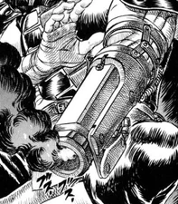 Guts usa el cañón de este brazo.