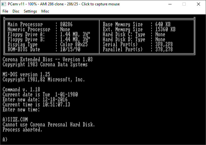 dos disk size dos disk size