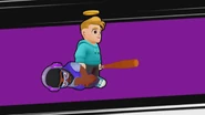 A Betrayer "kills" a crewmate with a baseball bat.
