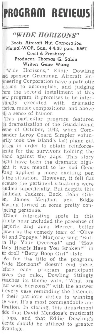 Jack Mercer Popeye and Margie Hines Betty Boop 1944