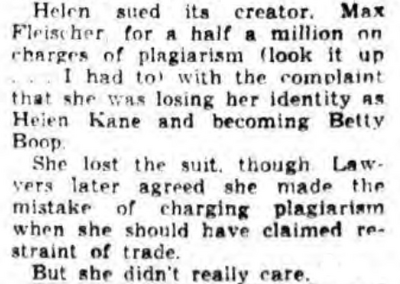 Helen Kane Lawsuit Max Fleischer