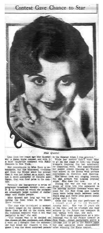 Mae Questel Helen Kane Contest 1931