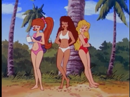 Switchboard, Shanelle, and Larke in swimsuits