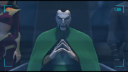 Ra's al Ghul on the monitor.