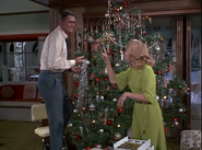 Samantha and Darrin decorate the tree on Christmas Eve.