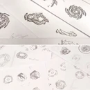 sketches of Lost Longinus (upper image) and Valkyrie (lower image)