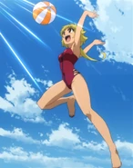 Ren serving a volleyball.