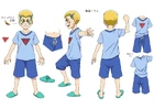 Colored concept art for Dante in his pajamas in Beyblade Burst Rise