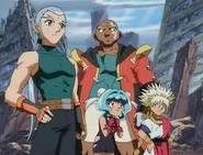 Garland, Crusher, Ming-Ming and Mystel in the ruin of BEGA